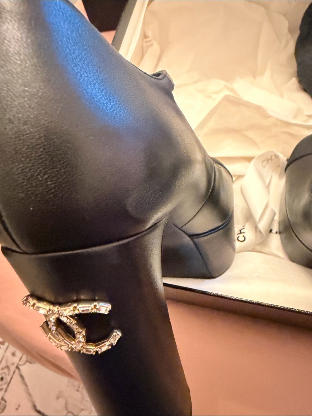 CHANEL Platform Mary Jane with Crystal CC Emblem - Picture 8 of 9